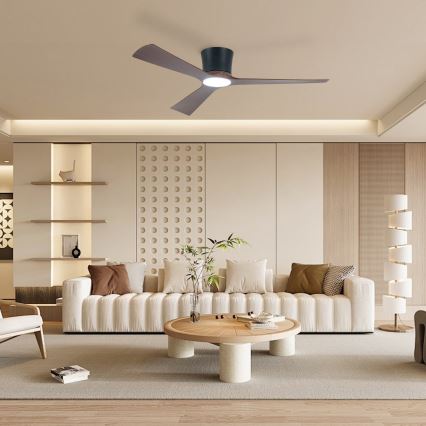 ZEVENTI - LED zatemljiv stropni ventilator AUREX LED/24W/230V 3000/4000/6000K Wi-Fi Tuya črna/oreh + daljinski upravljalnik