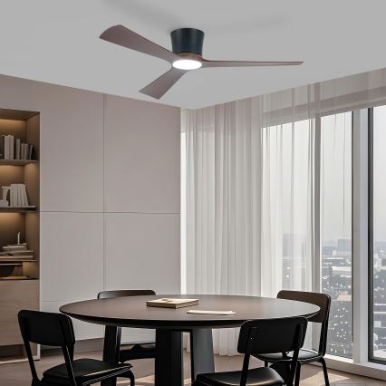 ZEVENTI - LED zatemljiv stropni ventilator AUREX LED/24W/230V 3000/4000/6000K Wi-Fi Tuya črna/oreh + daljinski upravljalnik