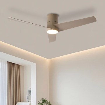 ZEVENTI - LED stropni ventilator BARROSA LED/18W/230V 3000/4000/6000K Wi-Fi Tuya bež + z daljinskim upravljalnikom