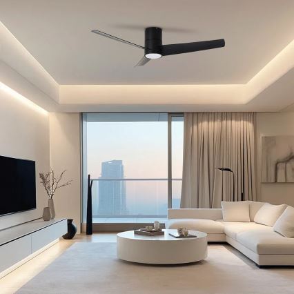 ZEVENTI - LED Stropni ventilator BARROSA LED/18W/230V 3000/4000/6000K Wi-Fi Tuya črna + Daljinski upravljalnik