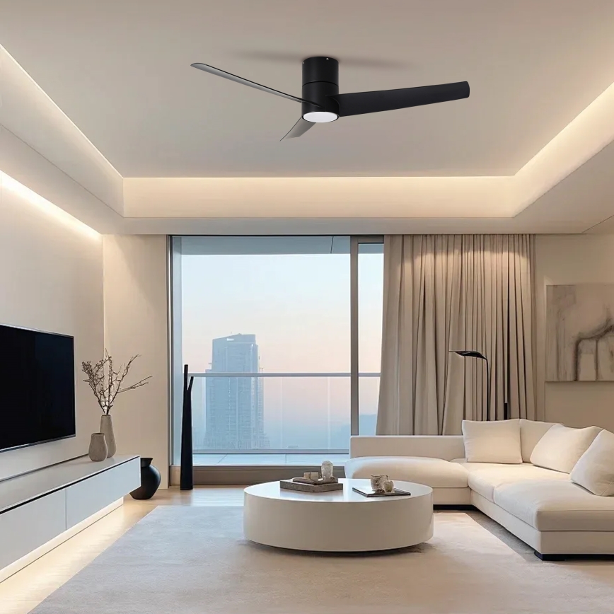ZEVENTI - LED Stropni ventilator BARROSA LED/18W/230V 3000/4000/6000K Wi-Fi Tuya črna + Daljinski upravljalnik