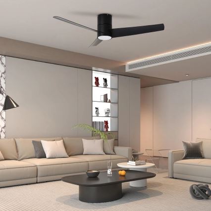 ZEVENTI - LED Stropni ventilator BARROSA LED/18W/230V 3000/4000/6000K Wi-Fi Tuya črna + Daljinski upravljalnik