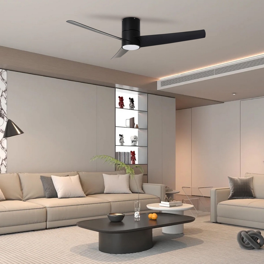 ZEVENTI - LED Stropni ventilator BARROSA LED/18W/230V 3000/4000/6000K Wi-Fi Tuya črna + Daljinski upravljalnik