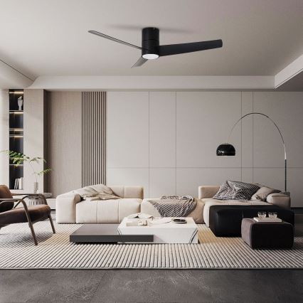 ZEVENTI - LED Stropni ventilator BARROSA LED/18W/230V 3000/4000/6000K Wi-Fi Tuya črna + Daljinski upravljalnik