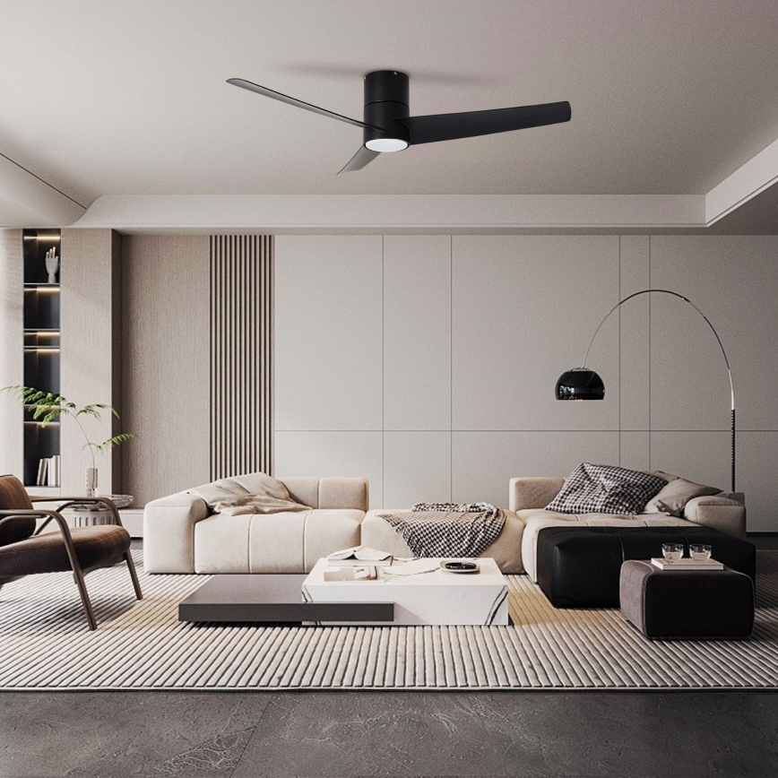 ZEVENTI - LED Stropni ventilator BARROSA LED/18W/230V 3000/4000/6000K Wi-Fi Tuya črna + Daljinski upravljalnik
