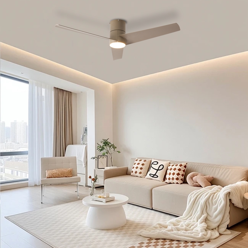 ZEVENTI - LED stropni ventilator BARROSA LED/18W/230V 3000/4000/6000K Wi-Fi Tuya bež + daljinski upravljalnik