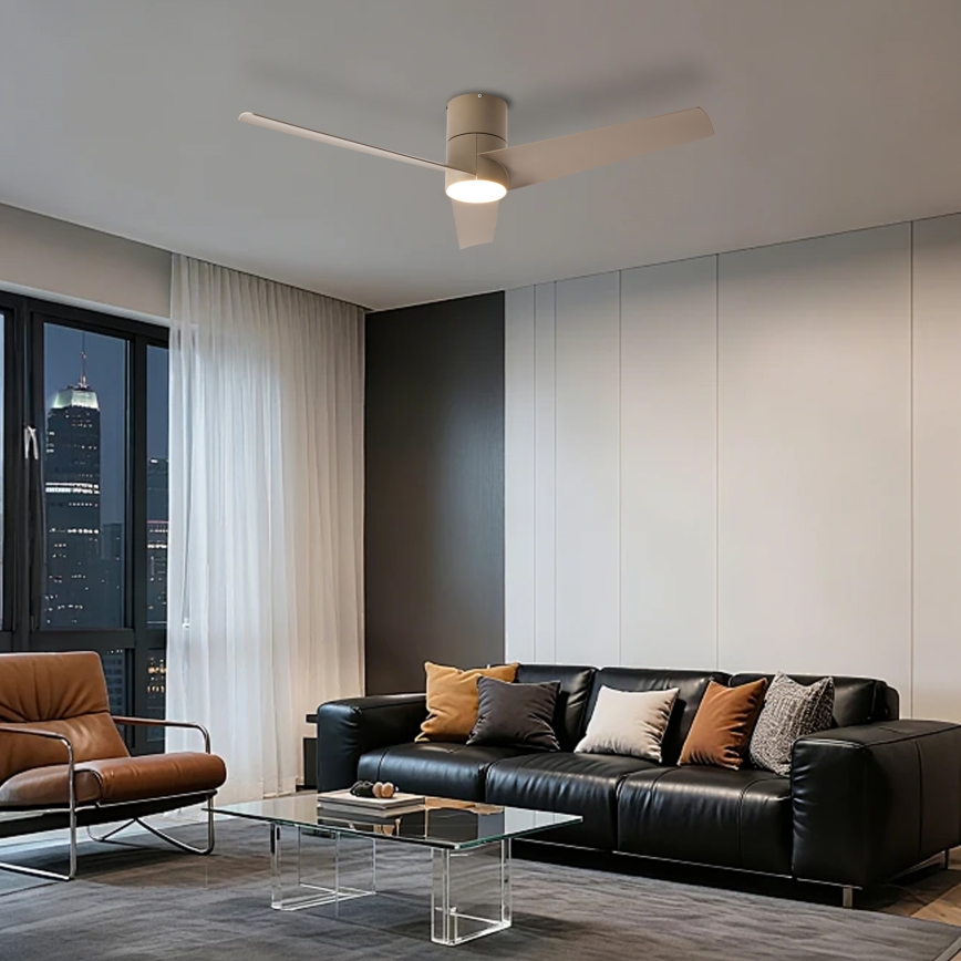 ZEVENTI - LED stropni ventilator BARROSA LED/18W/230V 3000/4000/6000K Wi-Fi Tuya bež + daljinski upravljalnik