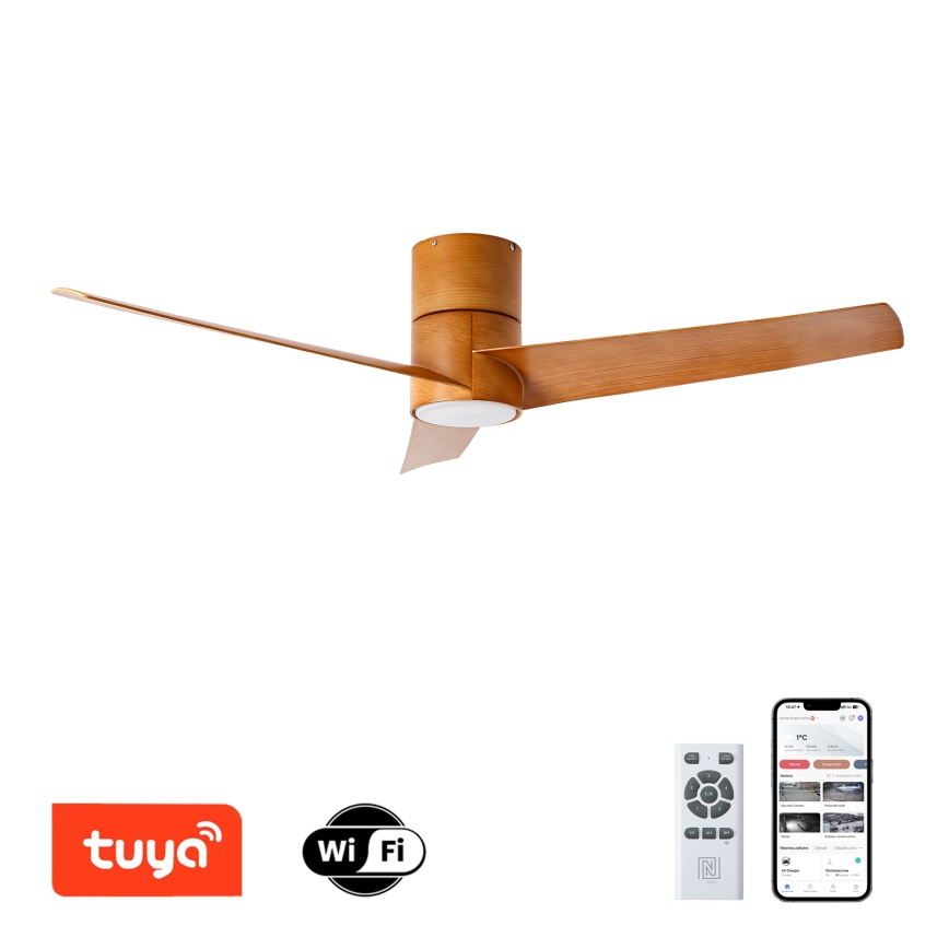 ZEVENTI - LED Zatemnitveni stropni ventilator BARROSA LED/18W/230V 3000-6000K Wi-Fi Tuya rjava + Daljinski upravljalnik