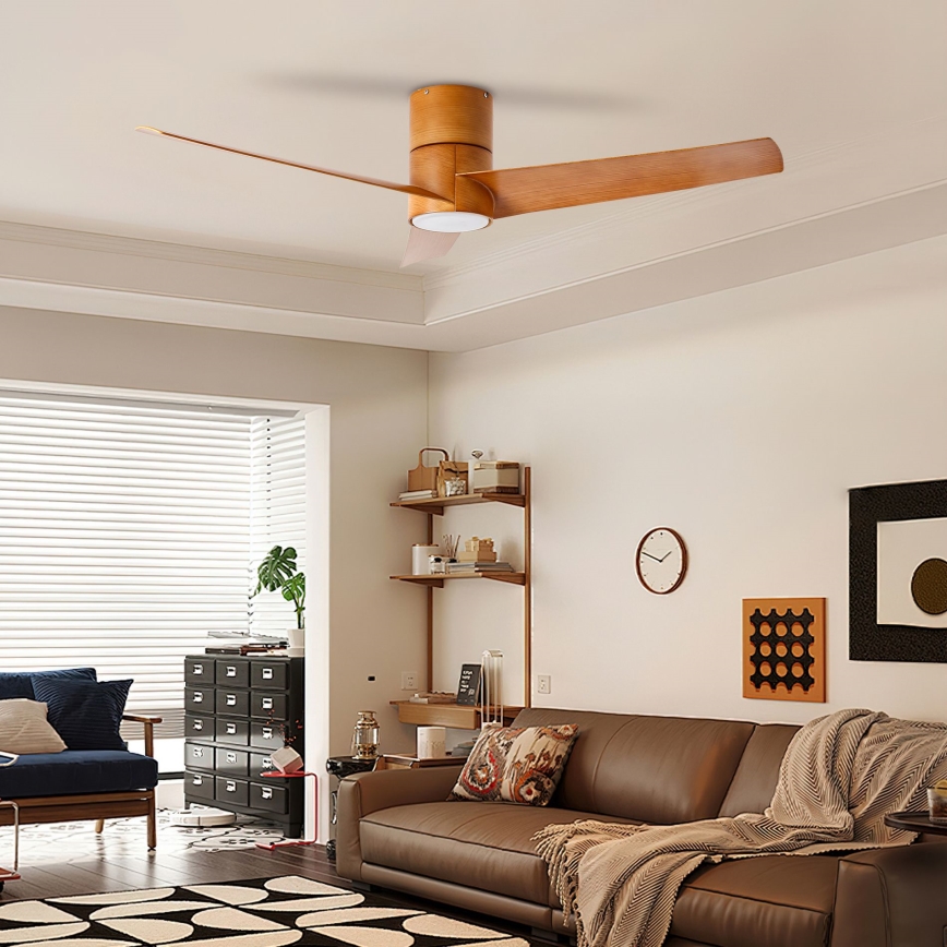 ZEVENTI - LED Zatemnitveni stropni ventilator BARROSA LED/18W/230V 3000-6000K Wi-Fi Tuya rjava + Daljinski upravljalnik