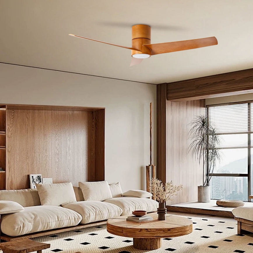 ZEVENTI - LED Zatemnitveni stropni ventilator BARROSA LED/18W/230V 3000-6000K Wi-Fi Tuya rjava + Daljinski upravljalnik