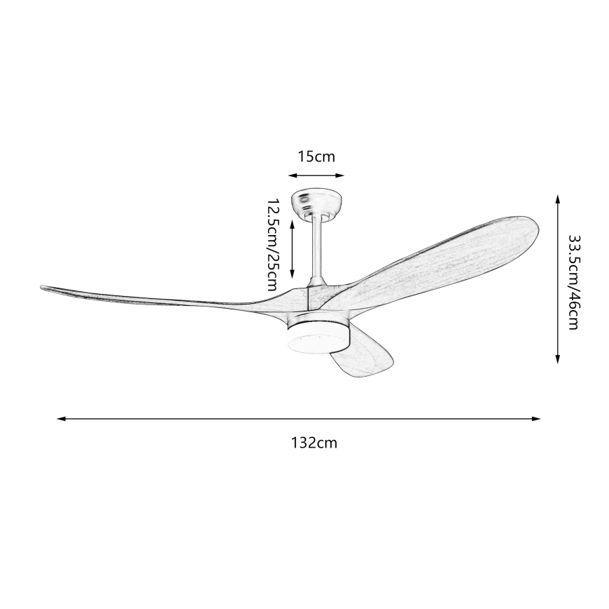 ZEVENTI - LED Zatemnitveni stropni ventilator GINOSA LED/18W/230V 3000-6000K Wi-Fi Tuya črna/hrast + Daljinski upravljalnik