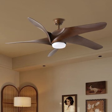 ZEVENTI - LED Stropni ventilator LUCCA LED/18W/230V 3000-6000K Wi-Fi Tuya rjava + Daljinski upravljalnik