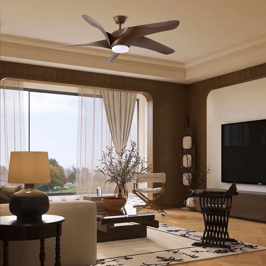 ZEVENTI - LED Zatemnitveni stropni ventilator LUCCA LED/18W/230V 3000-6000K Wi-Fi Tuya rjava + Daljinski upravljalnik