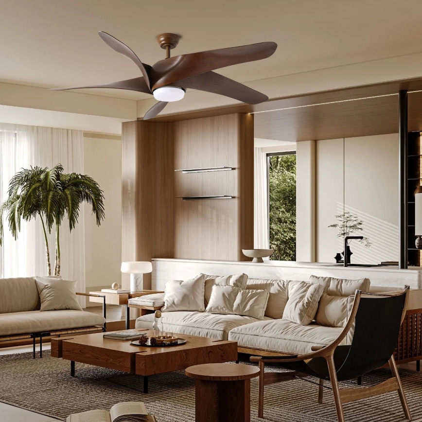 ZEVENTI - LED Zatemnitveni stropni ventilator LUCCA LED/18W/230V 3000-6000K Wi-Fi Tuya rjava + Daljinski upravljalnik