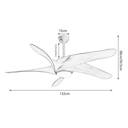 ZEVENTI - LED Zatemnitveni stropni ventilator LUCCA LED/18W/230V 3000-6000K Wi-Fi Tuya rjava + Daljinski upravljalnik