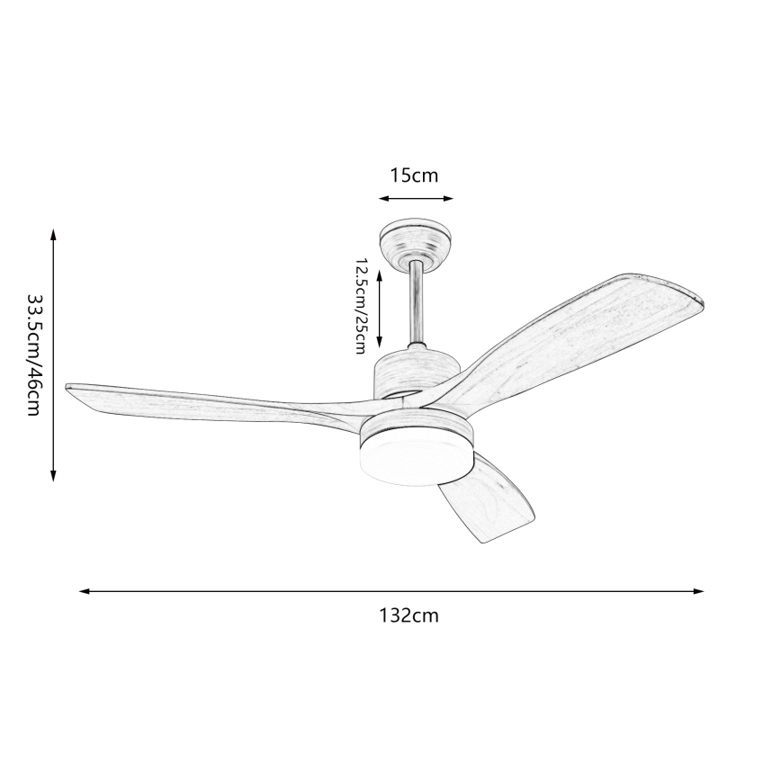 ZEVENTI - LED Zatemnitveni stropni ventilator MARE LED/24W/230V 3000-6000K Wi-Fi Tuya hrast + Daljinski upravljalnik