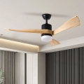 ZEVENTI - LED Stropni ventilator NATURITO LED/18W/230V 3000-6000K Wi-Fi Tuya črna/hrast + Daljinski upravljalnik