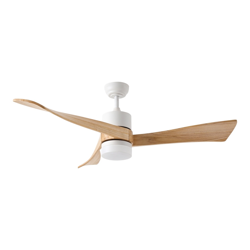 ZEVENTI - LED Zatemnitveni stropni ventilator NATURITO LED/18W/230V 3000-6000K Wi-Fi Tuya bela/hrast + Daljinski upravljalnik