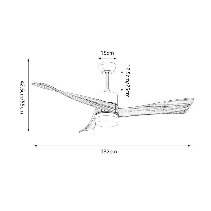 ZEVENTI - LED Zatemnitveni stropni ventilator NATURITO LED/18W/230V 3000-6000K Wi-Fi Tuya bela/hrast + Daljinski upravljalnik
