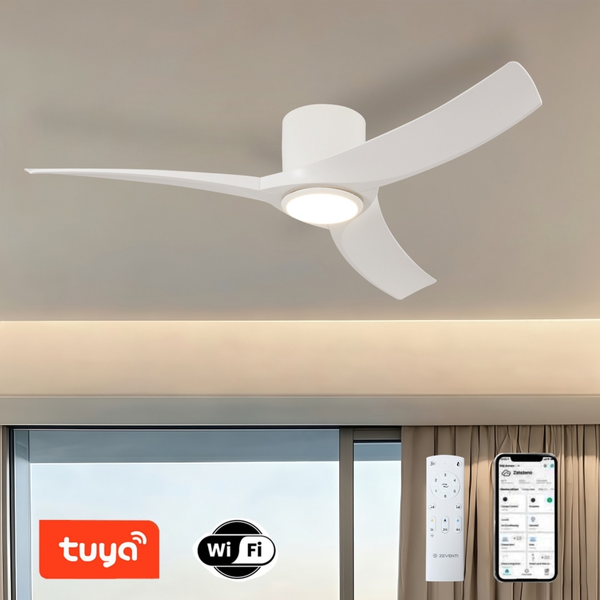 ZEVENTI - LED zatemljiv stropni ventilator ORBITO LED/24W/230V 3000/4000/6000K Wi-Fi Tuya bela + daljinski upravljalnik