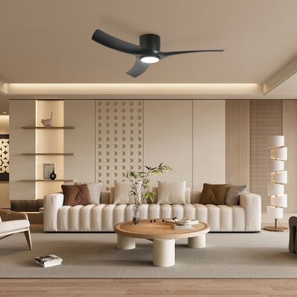 ZEVENTI - LED zatemljiv stropni ventilator ORBITO LED/24W/230V 3000/4000/6000K Wi-Fi Tuya črna + daljinski upravljalnik