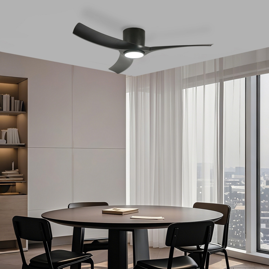 ZEVENTI - LED zatemljiv stropni ventilator ORBITO LED/24W/230V 3000/4000/6000K Wi-Fi Tuya črn + daljinski upravljalnik