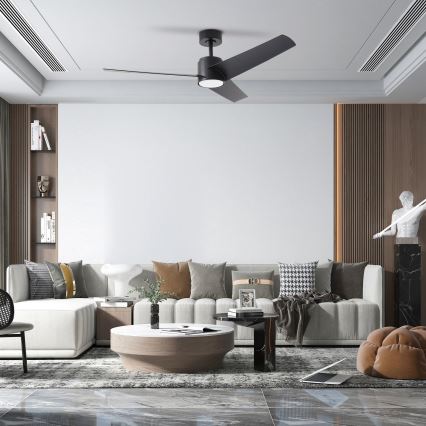 ZEVENTI - LED stropni ventilator ORVIETO LED/18W/230V 3000-6000K Wi-Fi Tuya črna + daljinski upravljalnik