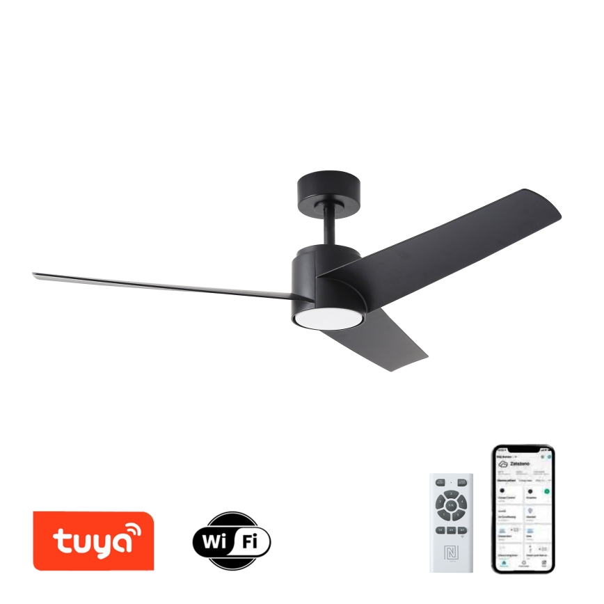 ZEVENTI - LED Zatemnitveni stropni ventilator ORVIETO LED/18W/230V 3000-6000K Wi-Fi Tuya črna + Daljinski upravljalnik