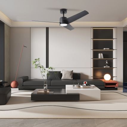 ZEVENTI - LED Zatemnitveni stropni ventilator ORVIETO LED/18W/230V 3000-6000K Wi-Fi Tuya črna + Daljinski upravljalnik