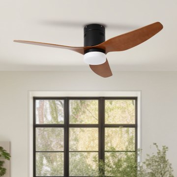ZEVENTI - LED Stropni ventilator PADUA LED/18W/230V 3000-6000K Wi-Fi Tuya črna/rjava + Daljinski upravljalnik