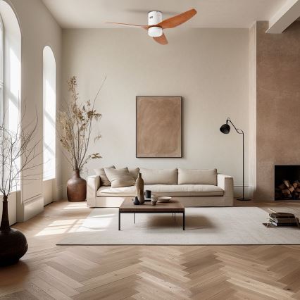 ZEVENTI - LED Zatemnitveni stropni ventilator PADUA LED/18W/230V 3000-6000K Wi-Fi Tuya bela/rjava + Daljinski upravljalnik