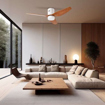 ZEVENTI - LED Zatemnitveni stropni ventilator PADUA LED/18W/230V 3000-6000K Wi-Fi Tuya bela/rjava + Daljinski upravljalnik