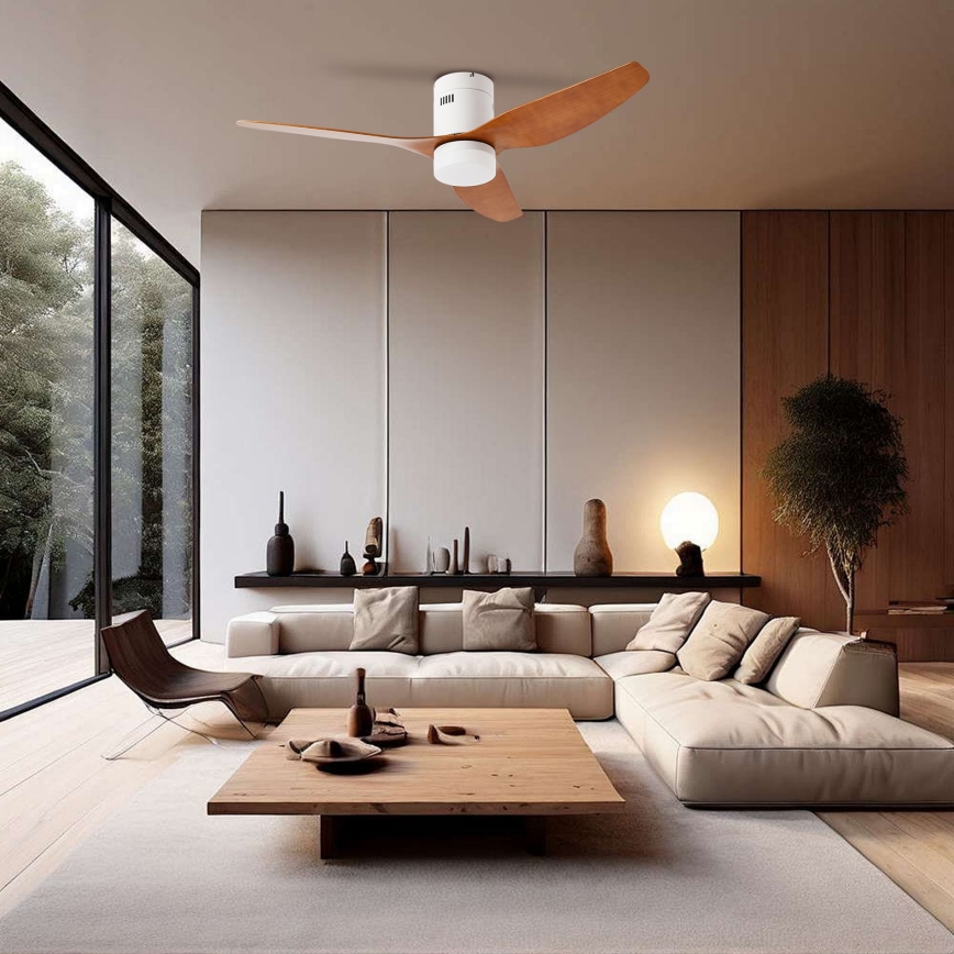 ZEVENTI - LED Zatemnitveni stropni ventilator PADUA LED/18W/230V 3000-6000K Wi-Fi Tuya bela/rjava + Daljinski upravljalnik