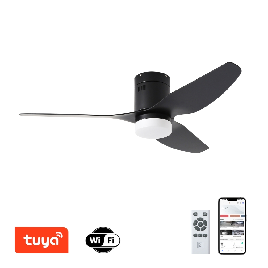 ZEVENTI - LED Zatemnitveni stropni ventilator PADUA LED/18W/230V 3000-6000K Wi-Fi Tuya črna + Daljinski upravljalnik