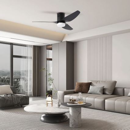 ZEVENTI - LED Zatemnitveni stropni ventilator PADUA LED/18W/230V 3000-6000K Wi-Fi Tuya črna + Daljinski upravljalnik