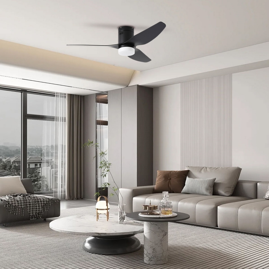 ZEVENTI - LED Zatemnitveni stropni ventilator PADUA LED/18W/230V 3000-6000K Wi-Fi Tuya črna + Daljinski upravljalnik