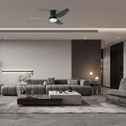 ZEVENTI - LED Zatemnitveni stropni ventilator PADUA LED/18W/230V 3000-6000K Wi-Fi Tuya črna + Daljinski upravljalnik