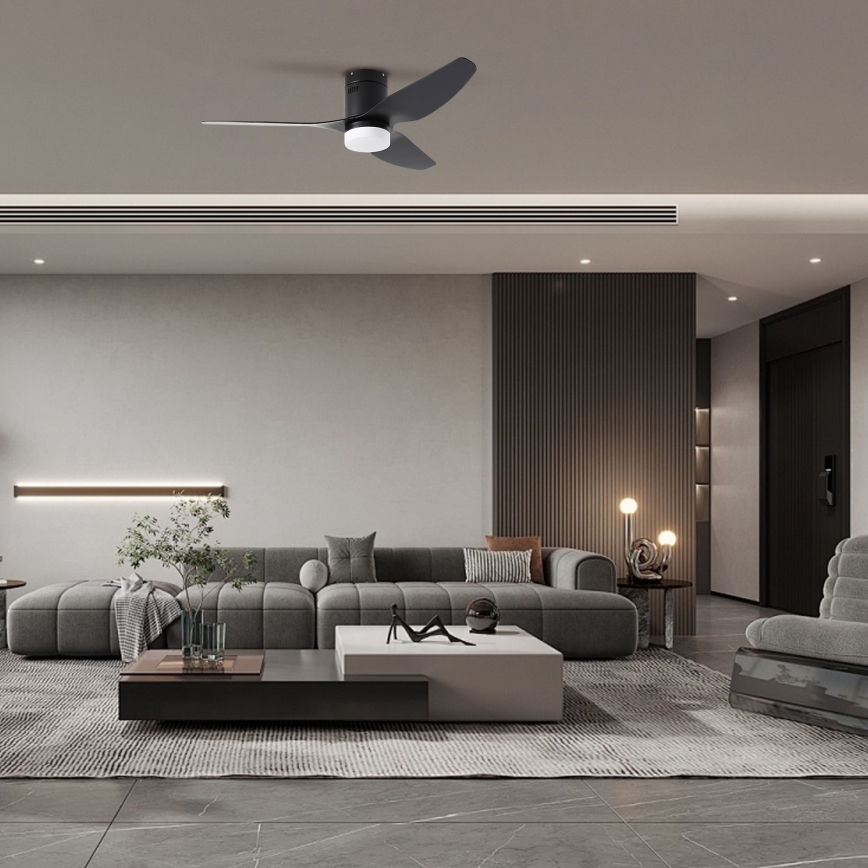 ZEVENTI - LED Zatemnitveni stropni ventilator PADUA LED/18W/230V 3000-6000K Wi-Fi Tuya črna + Daljinski upravljalnik