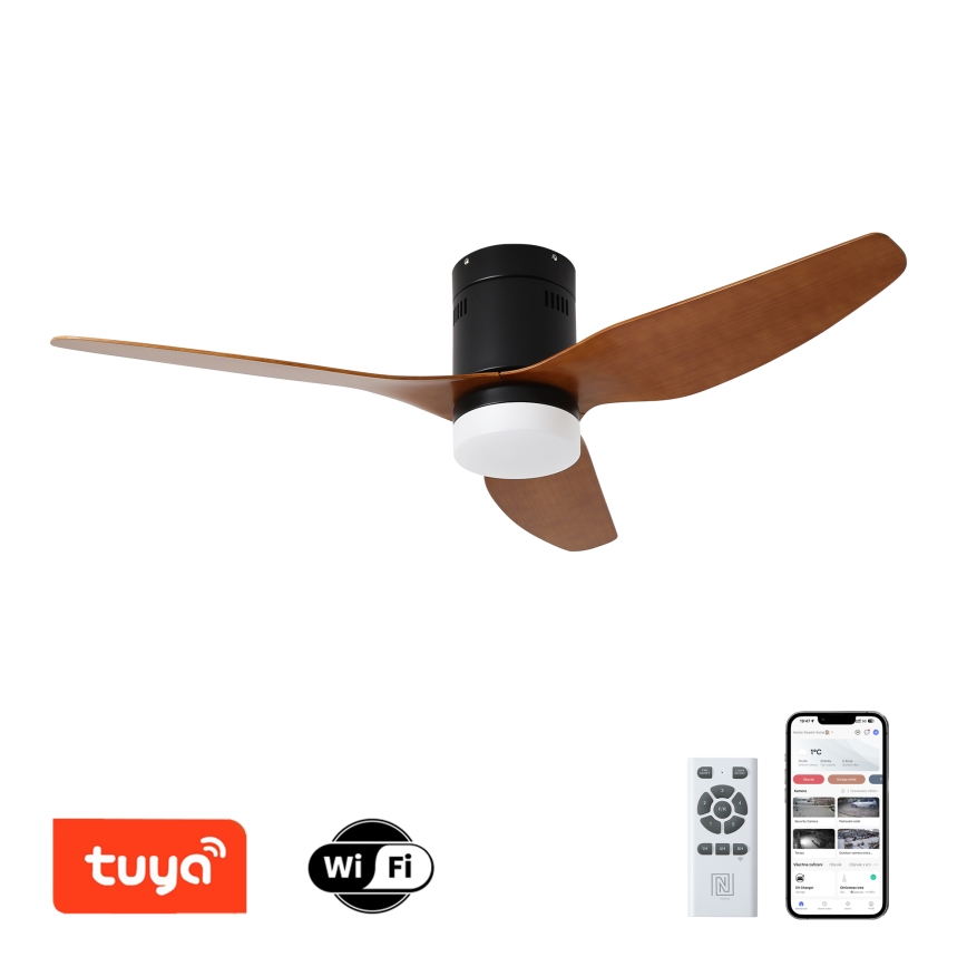 ZEVENTI - LED Zatemnitveni stropni ventilator PADUA LED/18W/230V 3000-6000K Wi-Fi Tuya črna/rjava + Daljinski upravljalnik