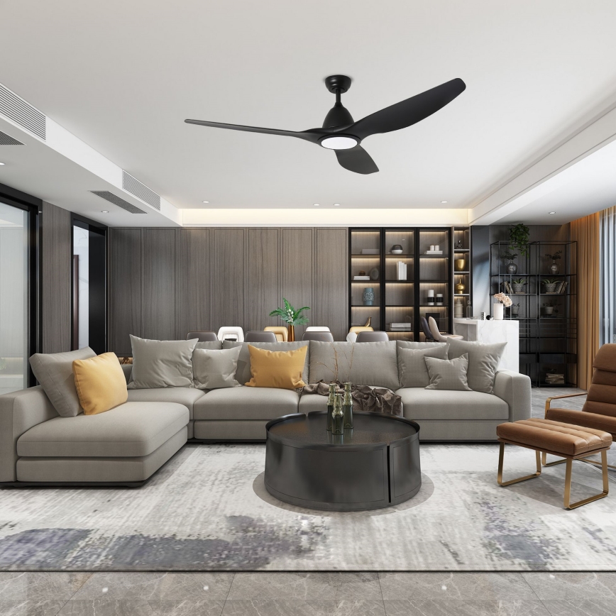 ZEVENTI - LED stropni ventilator URBINO LED/20W/230V 3000-6000K Wi-Fi Tuya črna + daljinski upravljalnik