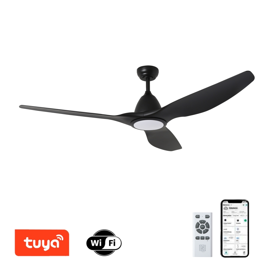 ZEVENTI - LED Zatemnitveni stropni ventilator URBINO LED/20W/230V 3000-6000K Wi-Fi Tuya črna + Daljinski upravljalnik