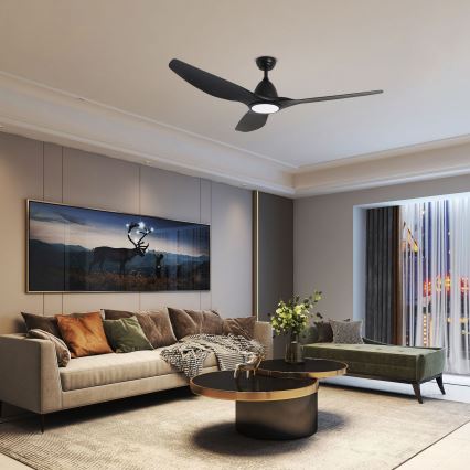 ZEVENTI - LED Zatemnitveni stropni ventilator URBINO LED/20W/230V 3000-6000K Wi-Fi Tuya črna + Daljinski upravljalnik