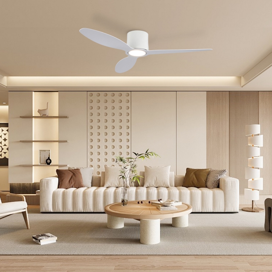 ZEVENTI - Zatemljiv LED stropni ventilator VENTORA LED/24W/230V 3000/4000/6000K Wi-Fi Tuya bela + daljinski upravljalnik