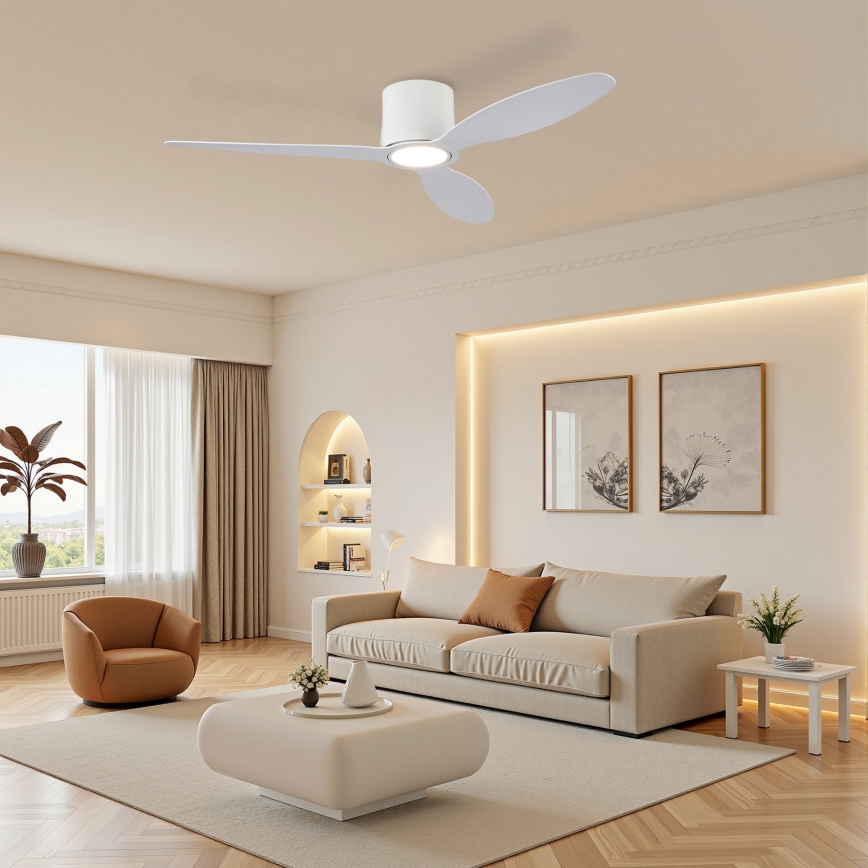 ZEVENTI - Zatemljiv LED stropni ventilator VENTORA LED/24W/230V 3000/4000/6000K Wi-Fi Tuya bela + daljinski upravljalnik
