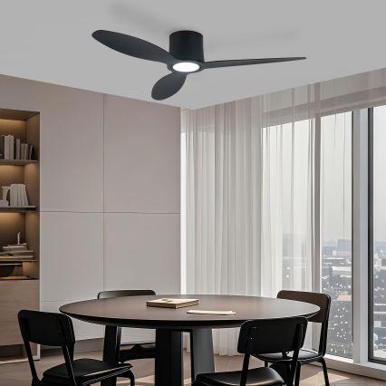 ZEVENTI - LED zatemnjevalni stropni ventilator VENTORA LED/24W/230V 3000/4000/6000K Wi-Fi Tuya črna + daljinski upravljalnik