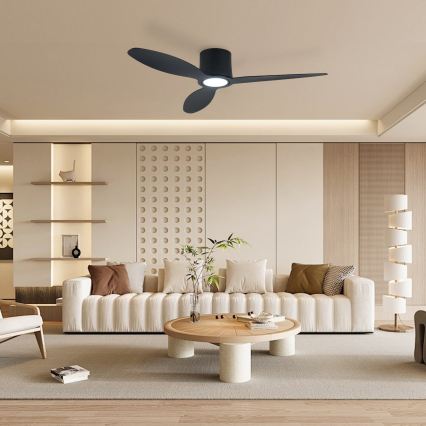 ZEVENTI - Zatemljiv LED stropni ventilator VENTORA LED/24W/230V 3000/4000/6000K Wi-Fi Tuya črna + daljinski upravljalnik