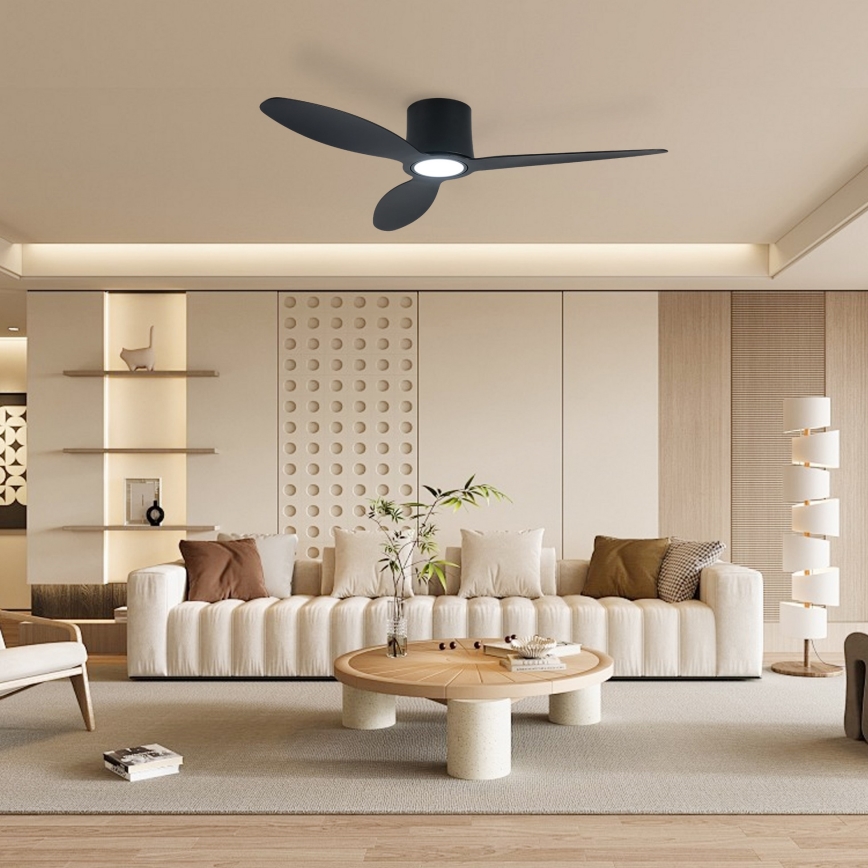 ZEVENTI - Zatemljiv LED stropni ventilator VENTORA LED/24W/230V 3000/4000/6000K Wi-Fi Tuya črna + daljinski upravljalnik