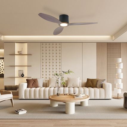ZEVENTI - LED zatemljiv stropni ventilator VENTORA LED/24W/230V 3000/4000/6000K Wi-Fi Tuya črna/oreh + daljinski upravljalnik