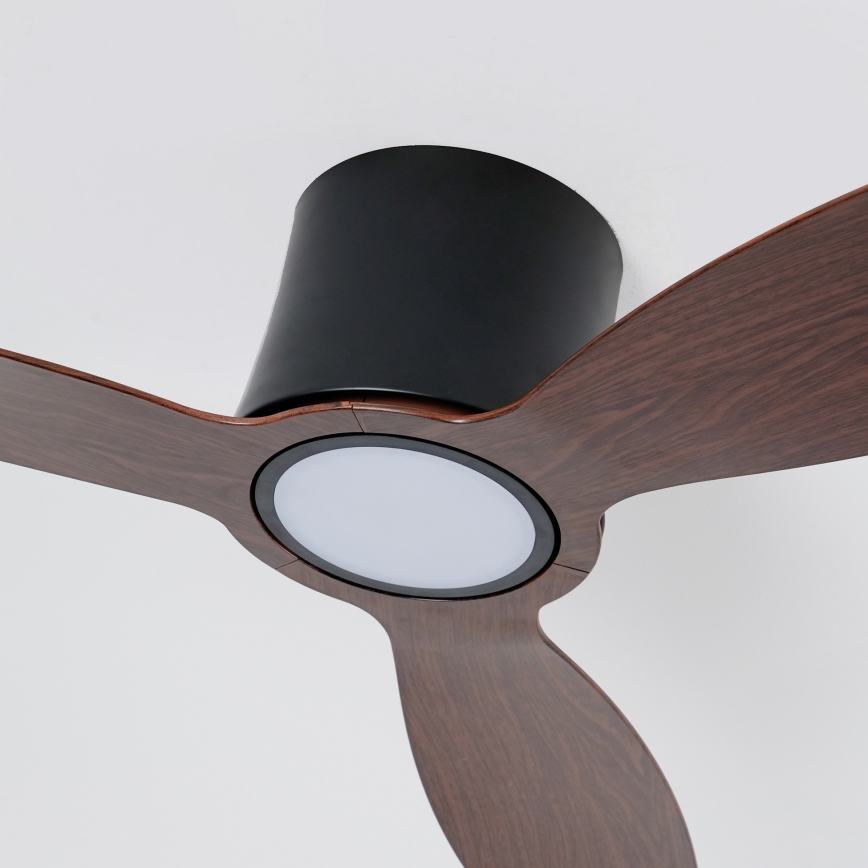 ZEVENTI - LED zatemljiv stropni ventilator VENTORA LED/24W/230V 3000/4000/6000K Wi-Fi Tuya črna/oreh + daljinski upravljalnik