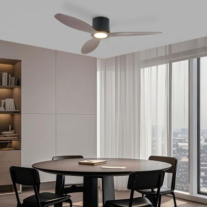 ZEVENTI - zatemnljiv LED stropni ventilator VENTORA LED/24W/230V 3000/4000/6000K Wi-Fi Tuya črna/oreh + daljinski upravljalnik